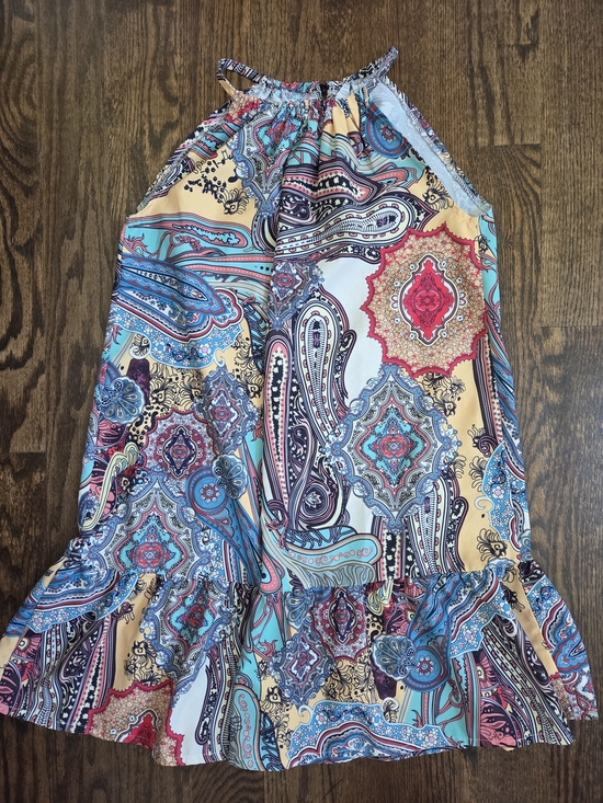 Solitaire Tops - Multicolor Paisley Halter Neck Tunic Top Boho